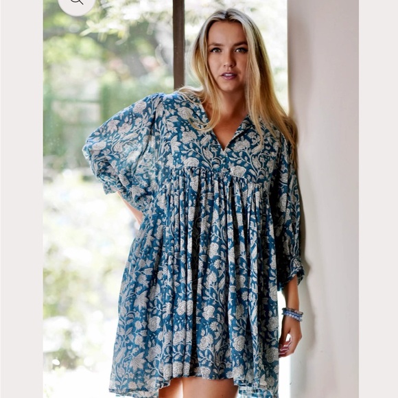 Dolma Raya Block Printed Mini Dress, Sz M - Picture 3 of 10